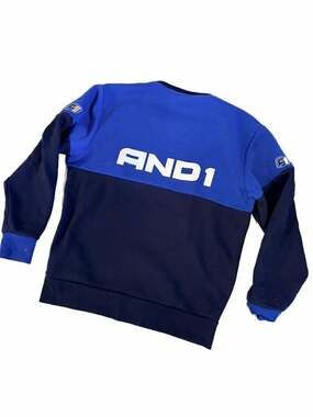 AND1 Men's Colorblock Crewneck Sweatshirt Blue/Navy Size L